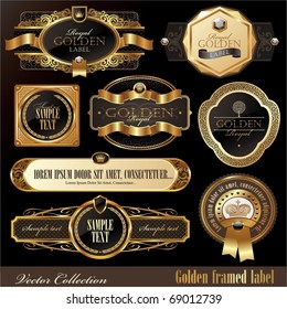 Vector set of golden luxury ornate frames