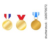 Vector set of golden medals