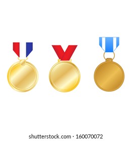 Vector set of golden medals