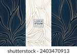 Vector set of golden motif backgrounds. Wine, perfume, cosmetics, spa, chocolate package ornament. Line leaves decoration, floral texture