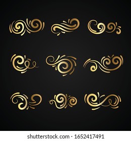 Vector set of golden ornate page decor elements