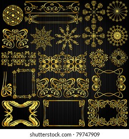 Vector set of golden ornate page decor elements