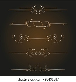 Vector set of golden ornate page decor elements