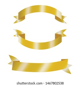 Vector set Golden Ribbon on white background