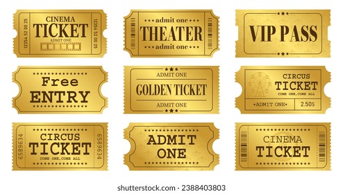 Vector set of golden ticket template. Invite ticket .Vector illustration.