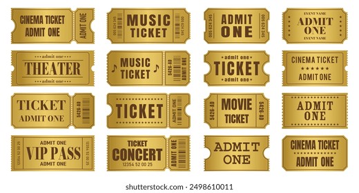 Vector set of golden ticket template. Invite ticket .Vector illustration.