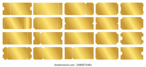 Vector set of golden ticket templates. Empty gold coupon blanks. Vector illustration