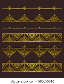 Vector set of golden vignettes and borders for design template. Ornate decor for invitations, greeting cards, certificate, thank you message.