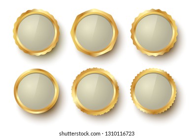 Vector set golden web luxury award glasses banners. Premium web golden banners with glass.