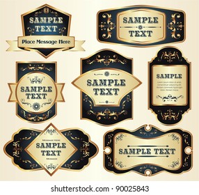 vector set: gold-framed labels