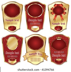 vector set: gold-framed labels on different topics