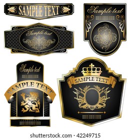 vector set: gold-framed labels on different topics