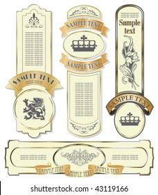 vector set: gold-framed labels on different topics