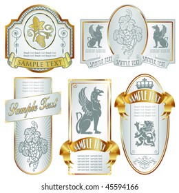 vector set: gold-framed labels on different topics