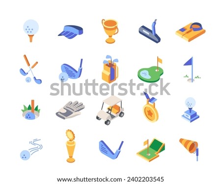 Similar – Image, Stock Photo Set of colorful golf balls in box with golf club