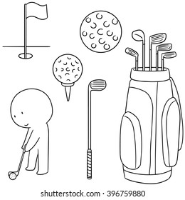 vector set of golfer and golf equipment