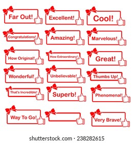 vector set of good words to praise people, to make them happy