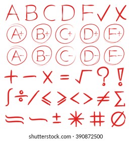vector set of grade symbols, math signs