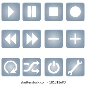 Vector Set of Gradient Audio Player Buttons
