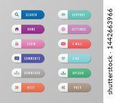 Vector set of gradient button web icon-search,home,login,comments,download,next,support,e-mail,like,upload,prev.