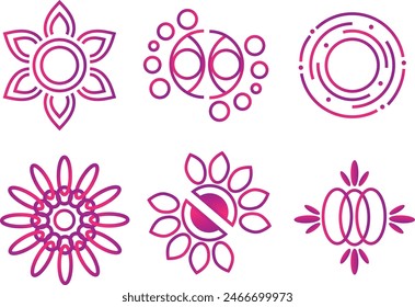 Vector Set of Gradient Mandala Logos Circular Geometric Logos