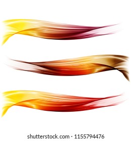 Vector set of gradient waves in the form of paint strokes