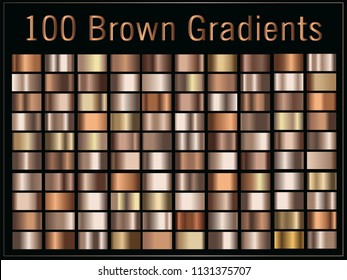 Vector set gradients  brown  bronze  metallic color  100 elements