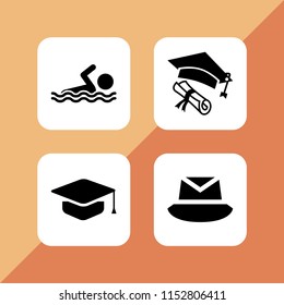 vector set. graduation hat, hat and swim illustration for web and graphic design