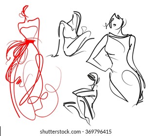 
VECTOR set
  graphic with beautiful young   girl model for design. Fashion, style, youth,   beauty .Graphic, sketch drawing. Sexy woman. dress.
  groom, bride,   clothes,
 
