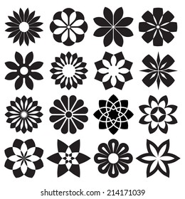 Vector Set Of Graphic Flowers