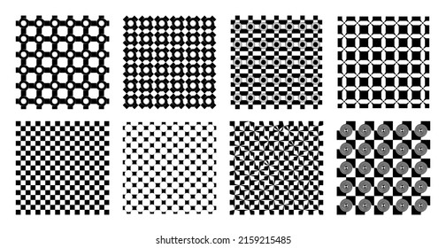 Vector set of graphic grids. Abstract geometric background. Monochrome textured square. Design element for collage, social media template,poster.