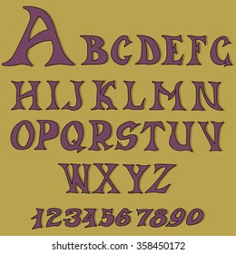 vector set of graphical English handwriting font