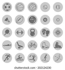 Vector Set of Gray Circle Sport Icons