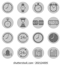 Vector Set of  Gray Circle Time Icons