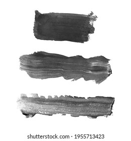 Vector set with gray oil paint spot isolated on white background, texture hand drawn illustration. Use it as element for design greeting card, banner, Social Media post, invitation, graphic design