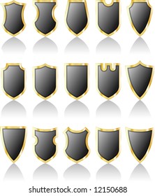 vector set of gray shields