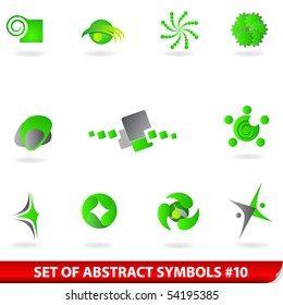 Vector set of green abstract symbols