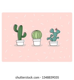 Vector set with green cactus 