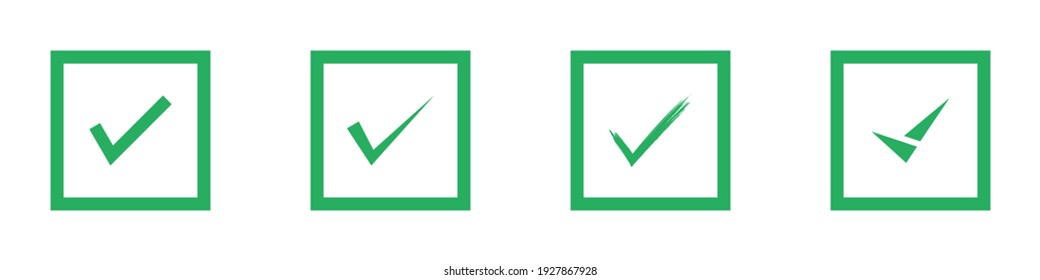 vector set of green check marks in squares
