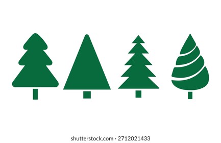 Conjunto de Vector de árboles de Navidad verdes y siluetas de pino