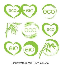 Vector set of green eco icons on white background. eps10