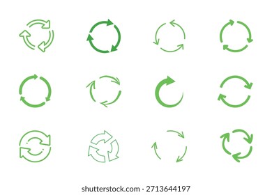 Conjunto de Vectores ecológicos verdes para la ecología y el diseño de la naturaleza con hojas, reciclaje, tierra y símbolos de plantas