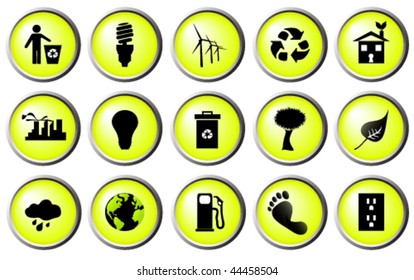 Vector Set of Green Environmentalal Icons