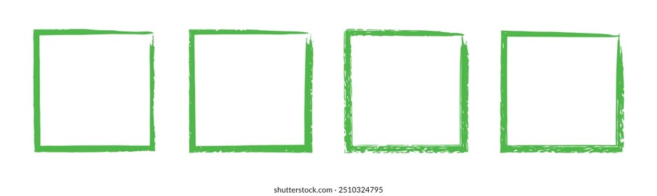 Vector Set Of Green Grunge Square Frames
