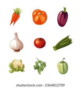 vector set of green healthy vegetables
