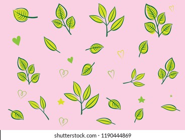 Vector set of green leaves