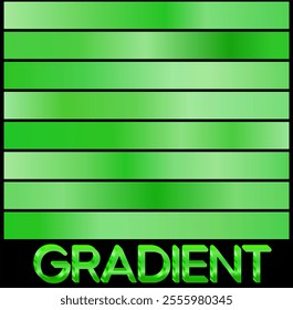Vector set of green metallic gradients. green color palette..