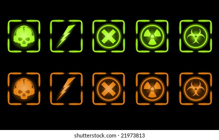 Vector set of green and orange industrial icons