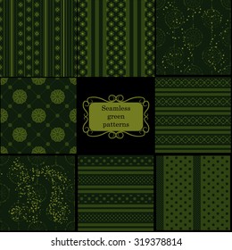 Vector set of green patterns