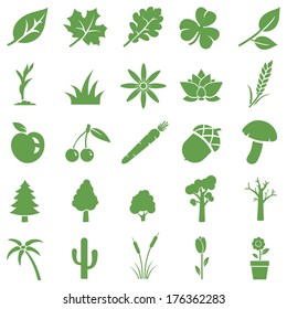 vector set of green plants icons